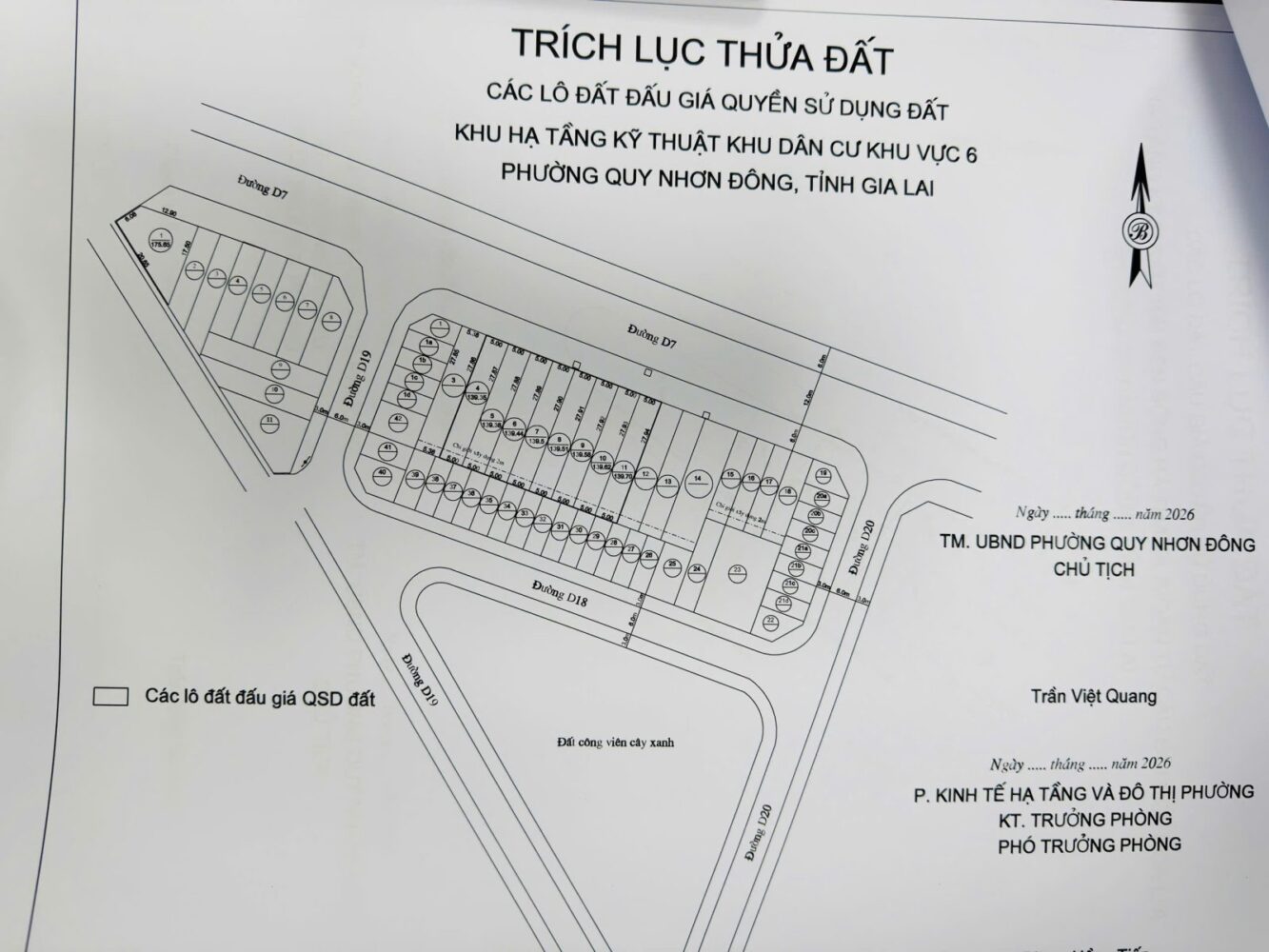 Bản đồ vị trí 8 lô đất đấu giá mặt đường D7, khu A8 khu vực 6 Nhơn Bình